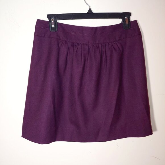 J.Crew Wool Blend  A-Line Pleated Mini Skirt Size 4 Deep Purple - Picture 2 of 5